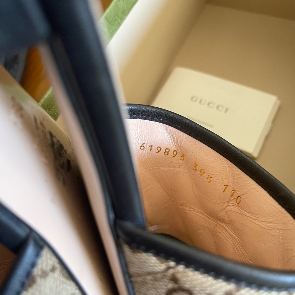 Gucci Brown Monogram GG Logo Slide Mules with Gold Hardware - Picture 2 of 4